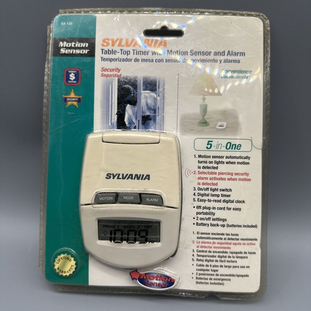 Sylvania SA 135 Table Top Timer With Motion Sensor / Alarm Security Function